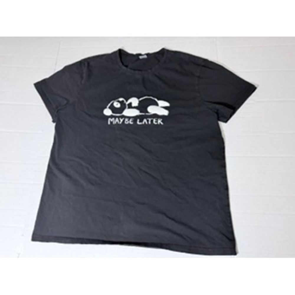 Maybe Later Panda Graphic T-Shirt Black XXL Short Sleeve Crewneck Tee